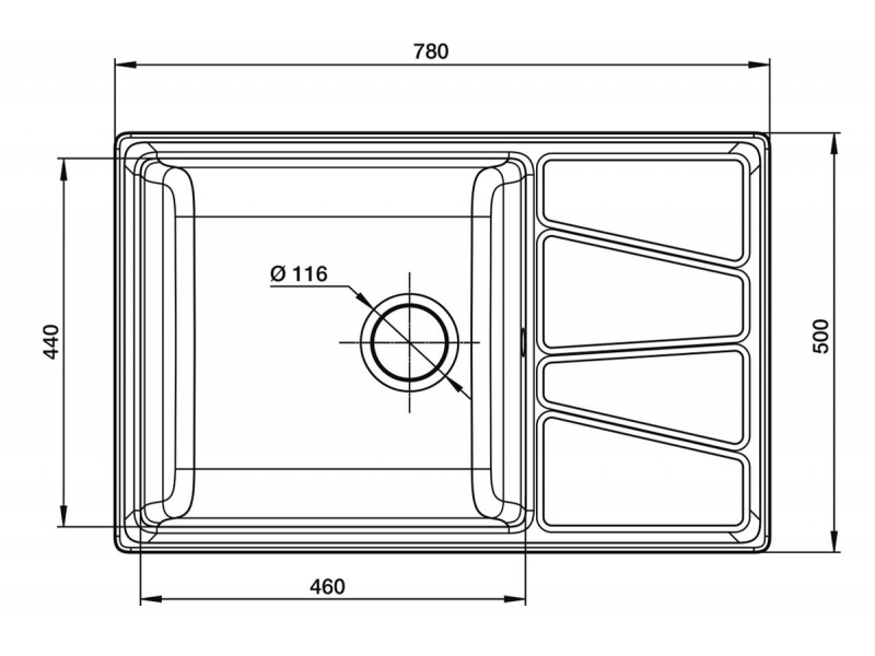 Купить Кухонная мойка GranFest Vertex GF-V-780 L, 78х50 см, бежевая