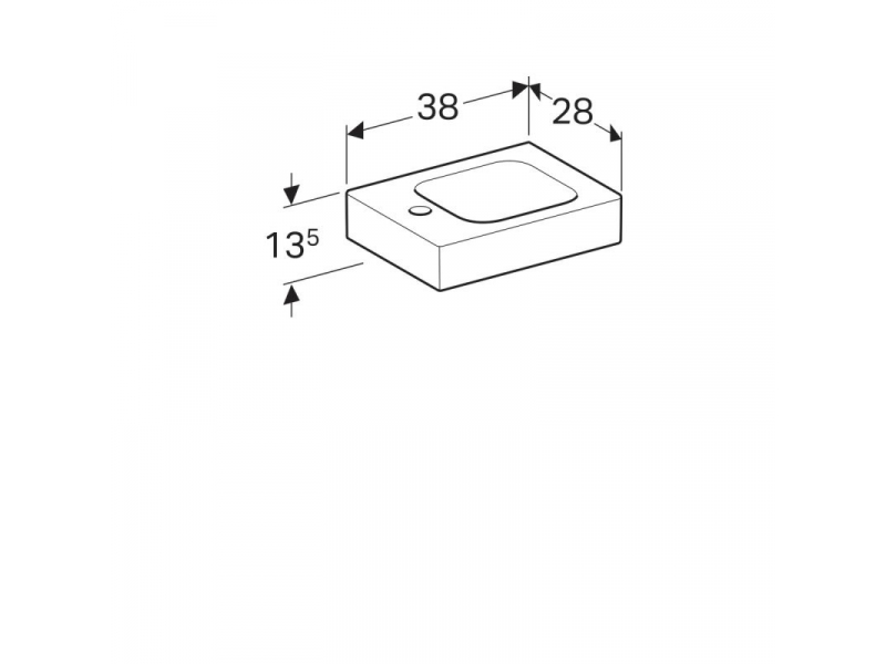 Купить Раковина Geberit iCon 38 х 28 см, без перелива, отверстие под смеситель на крыле, белая, 124736000/124836000