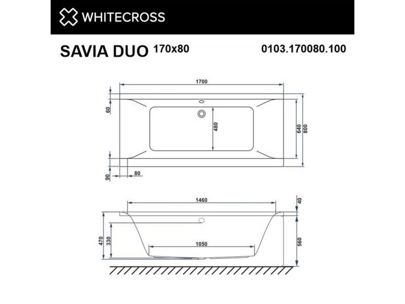 Купить Ванна гидромассажная Whitecross Savia Duo Smart, 170 х 80 см, увеличенная толщина акрила, усиленная армировка, белый/бронза, 0103.170080.100.SMART.BR