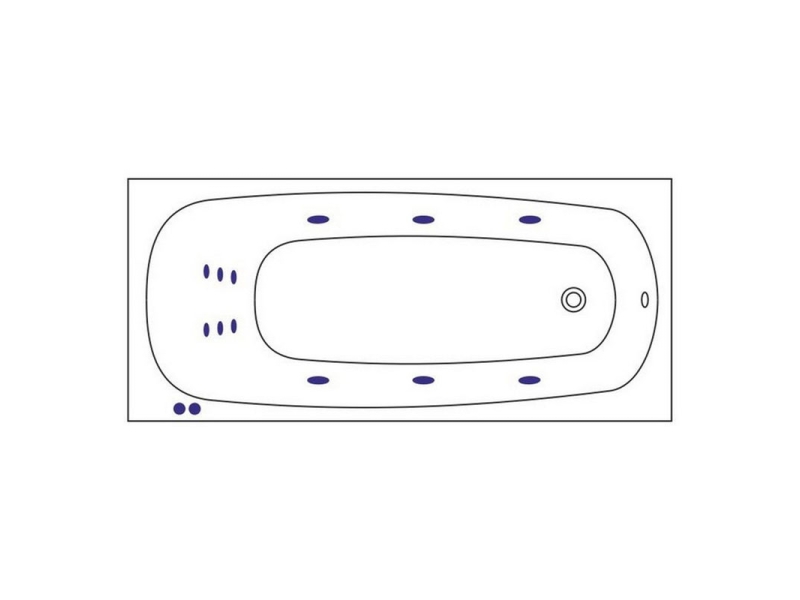 Купить Ванна гидромассажная Whitecross Layla Slim Line, 180 х 80 см, белая/хром, 0122.180080.100.LINE.CR