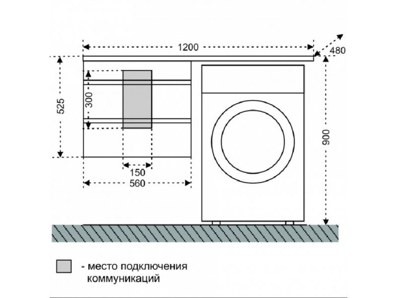 Купить Тумба под раковину СаНта Марс-56 227003 над стиральной машиной, подвесная