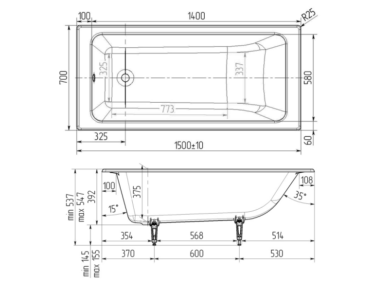 Купить Чугунная ванна Wotte Line 150x70