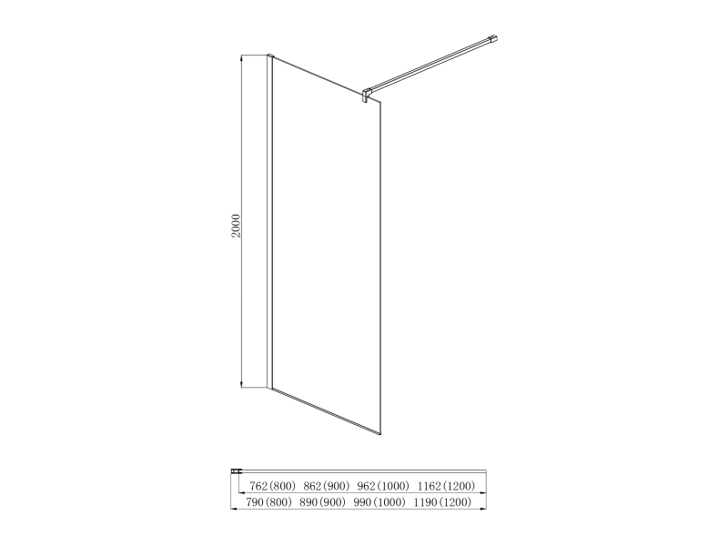 Купить AQ NAR 6310-100 Душевая перегородка Walk in с держателем 1000x2000 профиль хром, стекло прозрачное