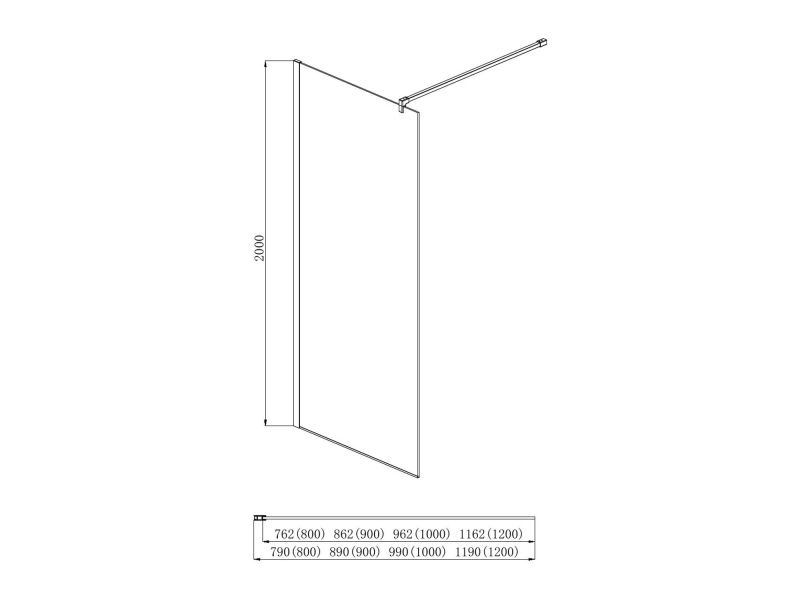 Купить AQ WIW 09020BL Душевая перегородка Walk in с держателем 900x2000 профиль черный, стекло прозрачное