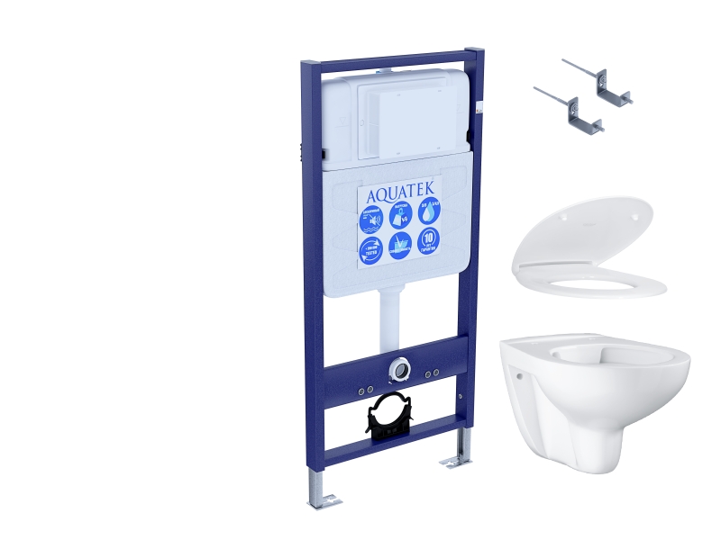 Купить SET Комплект 4 в 1 (Aquatek рама Standart INS-0000012 с крепежом KDI-0000002 + Grohe Bau Ceramic унитаз 39427000 с сиденьем (с микролифтом) 39493000)