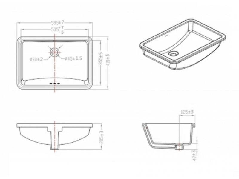 Купить Раковина Bravat C22212W-ENG 59.5 x 41.5 x 20.5 см встраиваемая, прямоугольная, белый