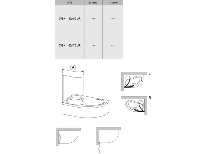 Купить Шторка на ванну Ravak Supernova CVSK1 Rosa 160/170 левая/правая, профиль блестящий, витраж транспарент, 7QLS0C00Y1/7QRS0C00Y1