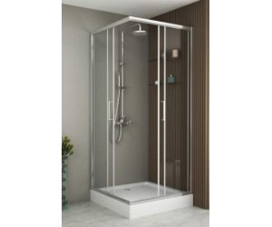 Душевой уголок Bravat Drop BS100.2200A, 100 x 100 x 200 см, двери раздвижные, стекло прозрачное, хром