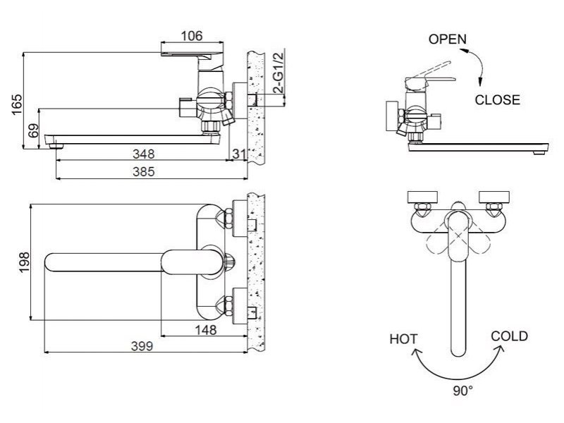 Купить Смеситель Bravat Opal F6125183CP-02L-RUS для ванны