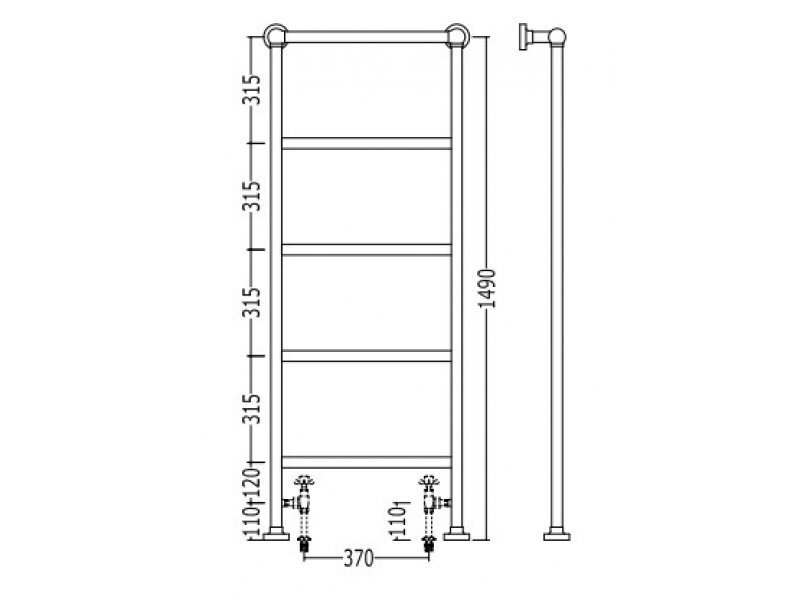 Купить Полотенцесушитель Devon&Devon Venus 7, PRV7OT, латунь 37 x 149 см