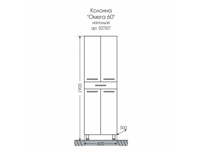 Купить Шкаф-пенал СаНта Омега 60 507007, напольный