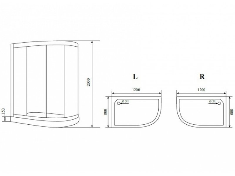 Купить Душевой уголок Timo BY-549 L/R, 120 х 80 х 200 см, стекло прозрачное