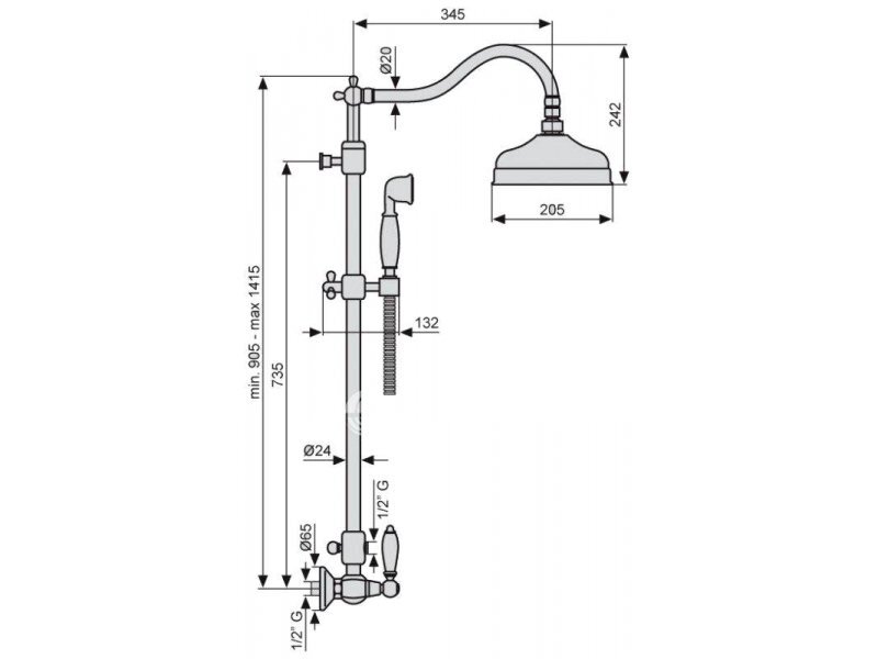 Купить Душевой комплект Emmevi Deco Old 1200218CO, хром/золото