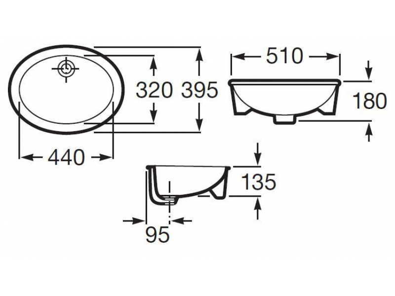 Купить Раковина Roca Neo Selene 322307000, врезная универсальная, 51/44 x 39.5/32 см